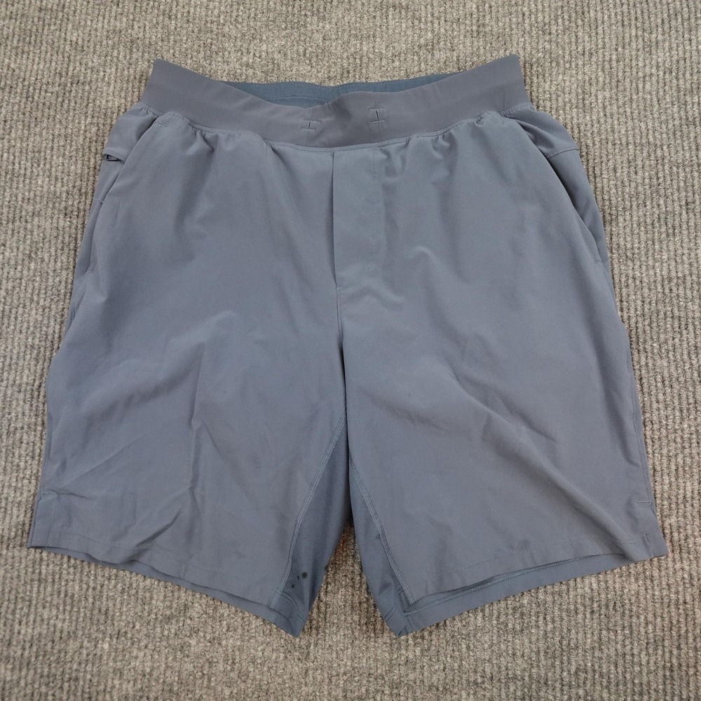 Lululemon Shorts Mens Large Blue Lined 9 Inseam Running Pockets Elastic Waist